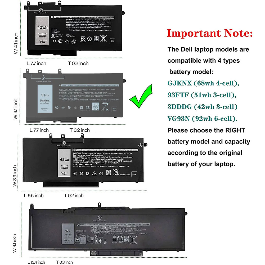 replacement Dell Latitude 14 E5491 Laptop Battery
