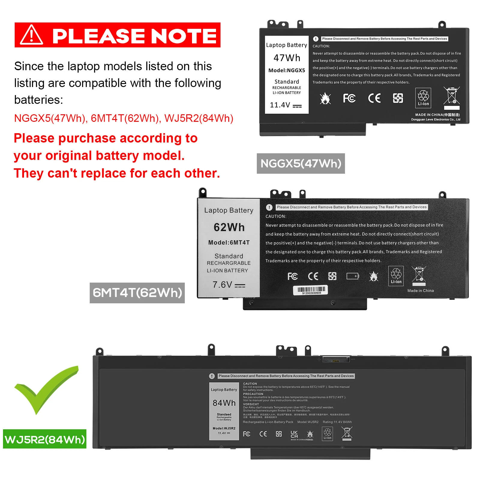 replacement Dell Latitude 5470 Laptop Battery